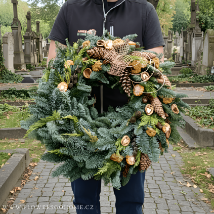 Velký věnec na hrob přírodní zdobení