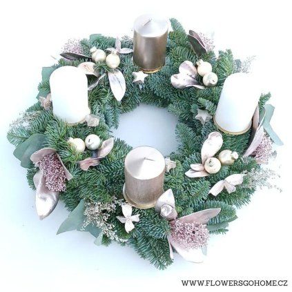 Adventní věnec champagne 40 cm