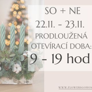 :Předadventní víkend SO + NE 22.–23. 11. máme otevřeno déle: 9–19 hod. 🕘 Zastavte se pro dávku klidné vánoční nálady –...